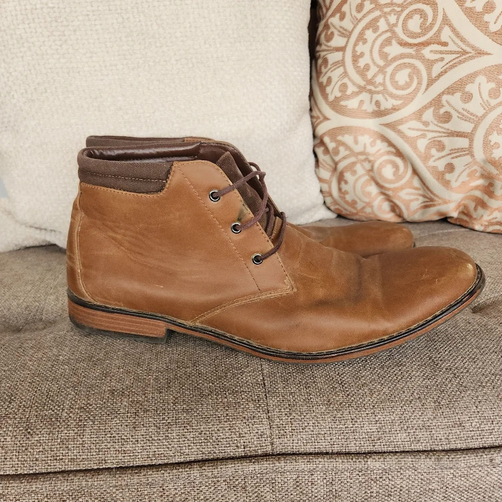 Parker And Sky Men's Tan Leather Chukka Dress Shoes 10